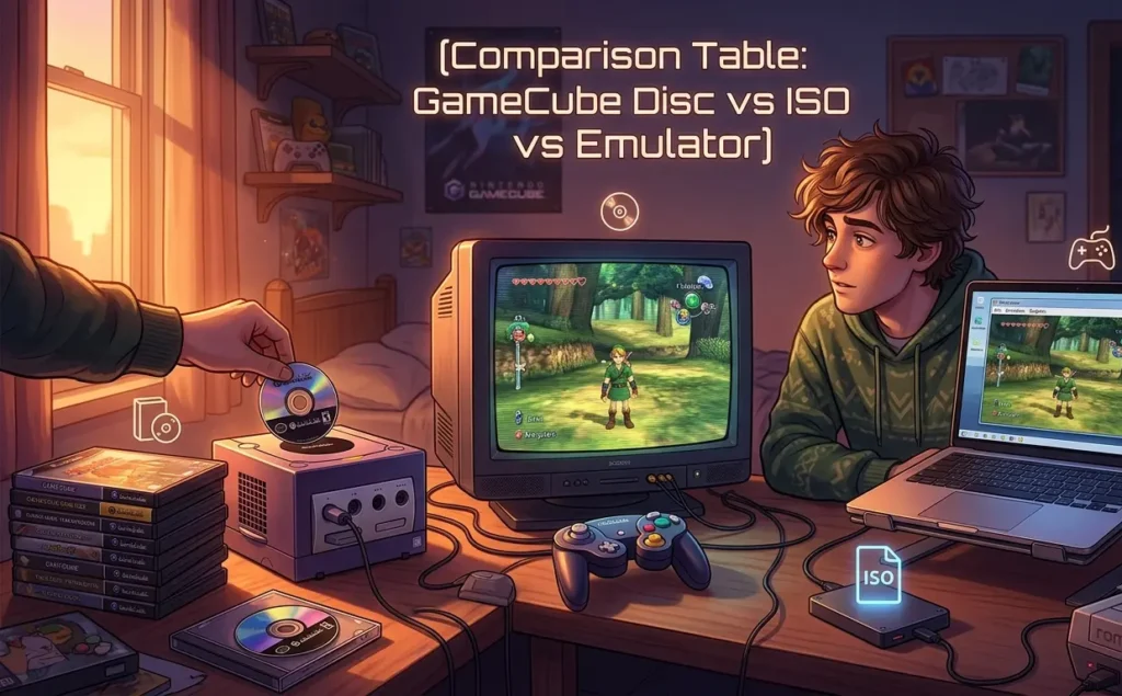 comparison table gamecube disc vs iso vs emulator